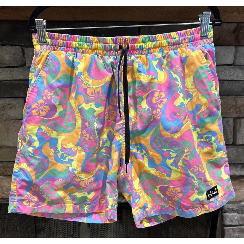 Men’s KULANI KINIS Bermuda Bloom Swim Trunks Board Shorts Size L *C5